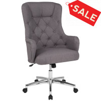 Flash Furniture BT-90557H-LGY-F-GG Chambord Home and Office Upholstered High Back Chair in Light Gray Fabric 